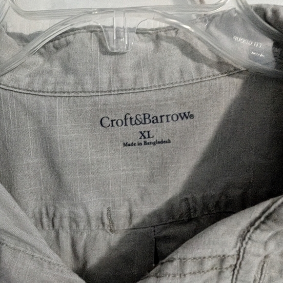 Croft & Barrow Men's Gray Button-Down Shirt Size X-Large - Picture 3 of 11